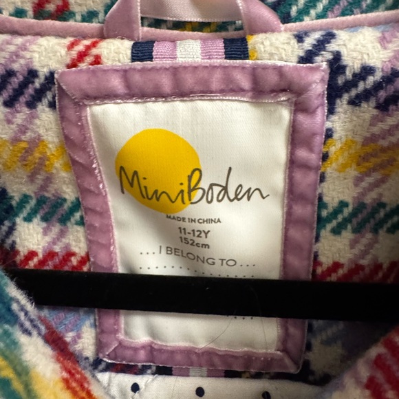 Mini Boden Multicolor Plaid Kids Coat - Picture 3 of 7